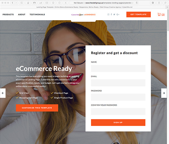 Shopping/eCommerce Responsive Landing Page Templatee