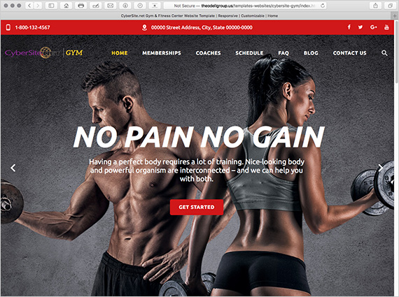 Gym or Fitness Center Responsive Website template