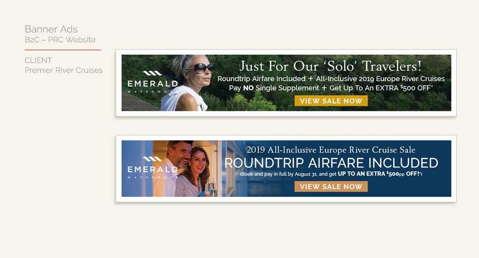 Premier River Cruises, Emerald Waterways Co-op Banner Ads